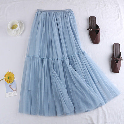 Tulle Skirt Versatile Solid Color Bottoming Mid-length