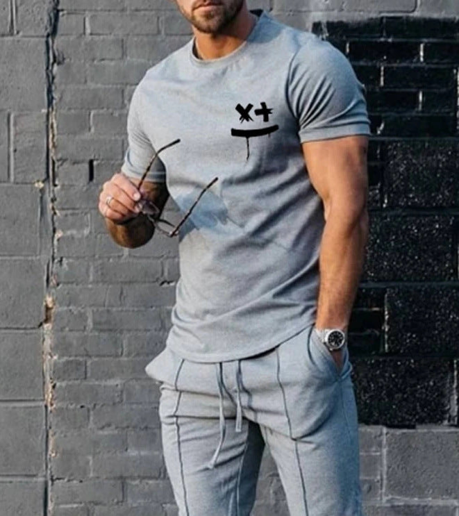 Spring And Summer European And American Men's Short-sleeved T-shirt Sports Suit