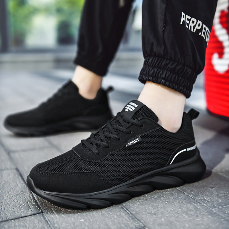 Breathable Travel Shoes Men's Soft Sole All Black Sports Casual Shoes