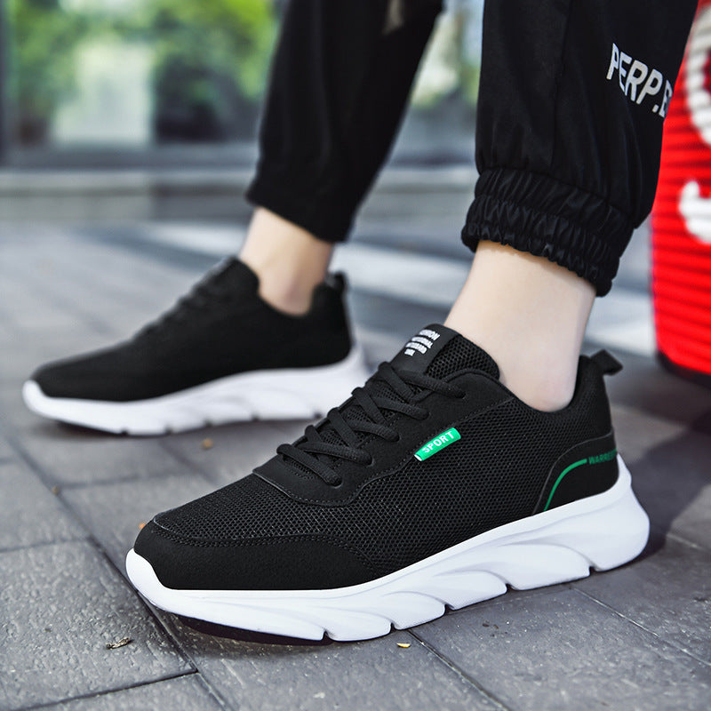 Breathable Travel Shoes Men's Soft Sole All Black Sports Casual Shoes