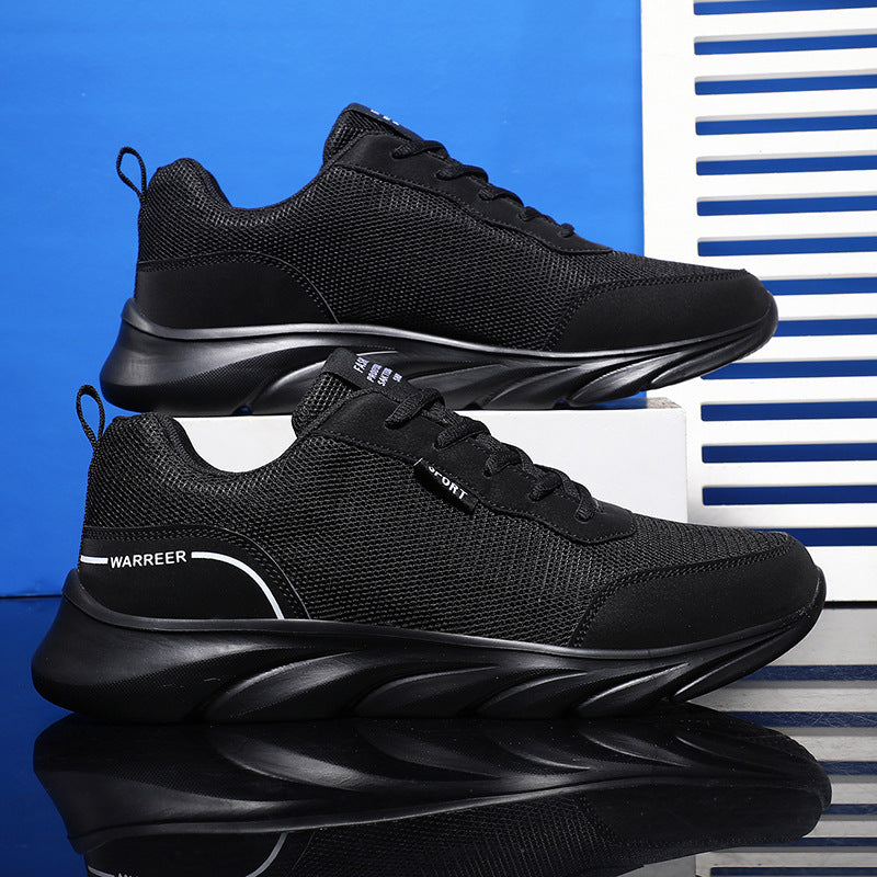 Breathable Travel Shoes Men's Soft Sole All Black Sports Casual Shoes