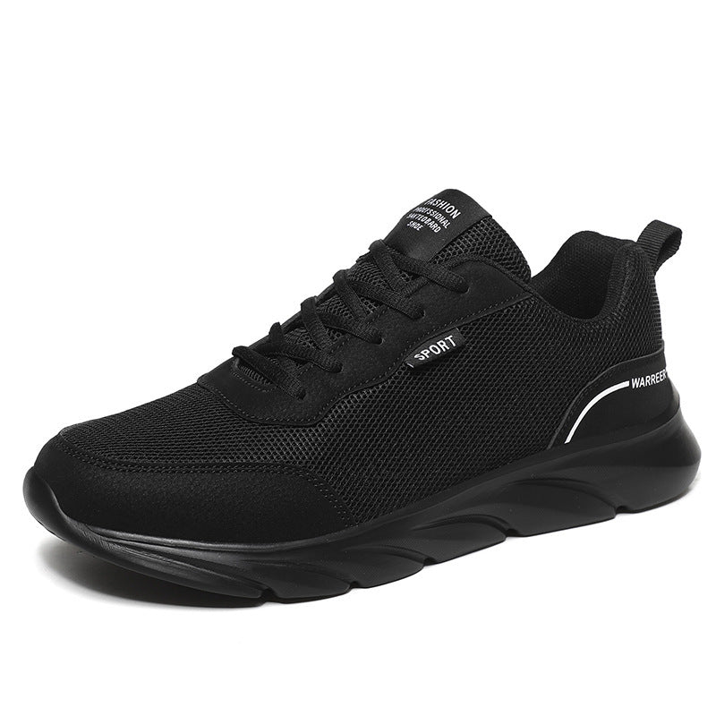 Breathable Travel Shoes Men's Soft Sole All Black Sports Casual Shoes