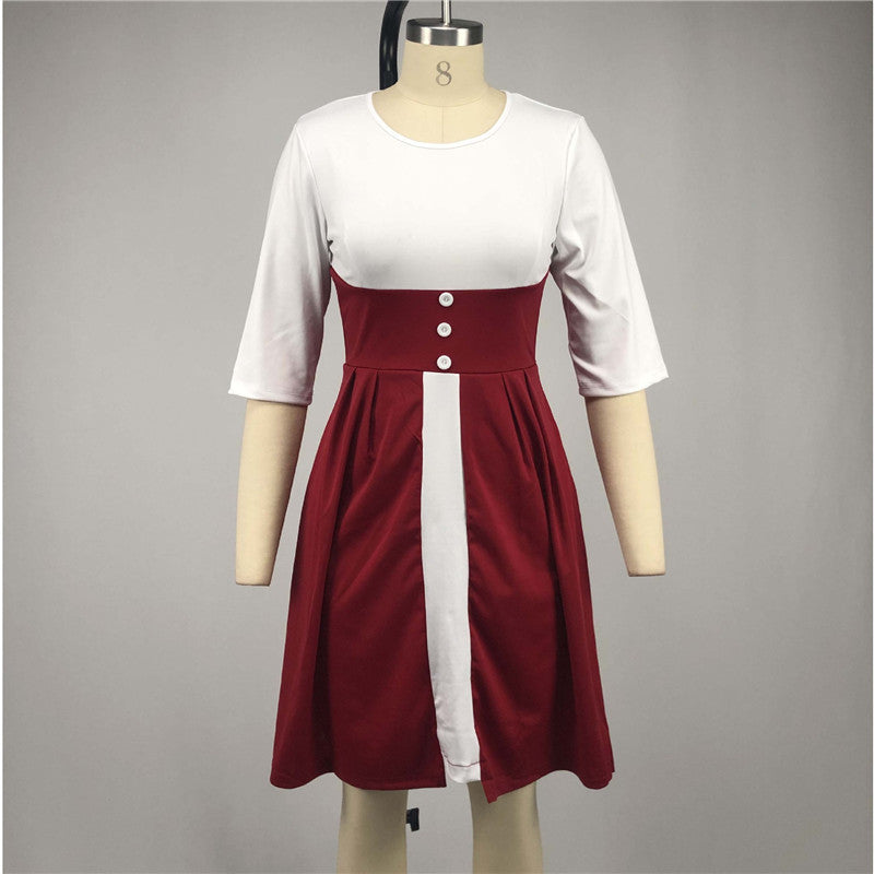 New Autumn And Winter High Waist Color Matching Retro