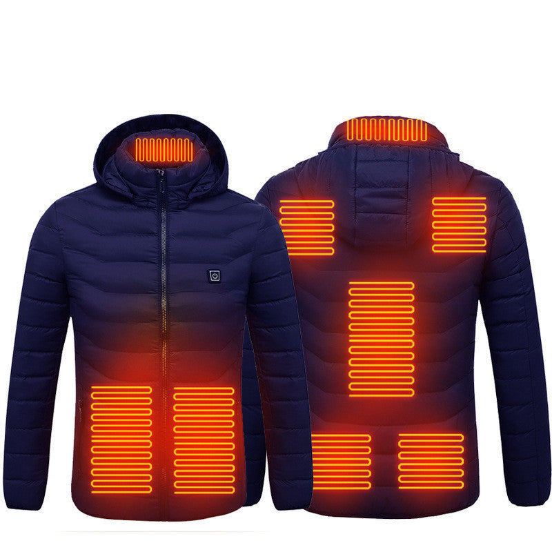 Chaqueta acolchada con calefacción para hombre, abrigo con calefacción eléctrica, capucha aislante, cortavientos, 9 zonas de calor