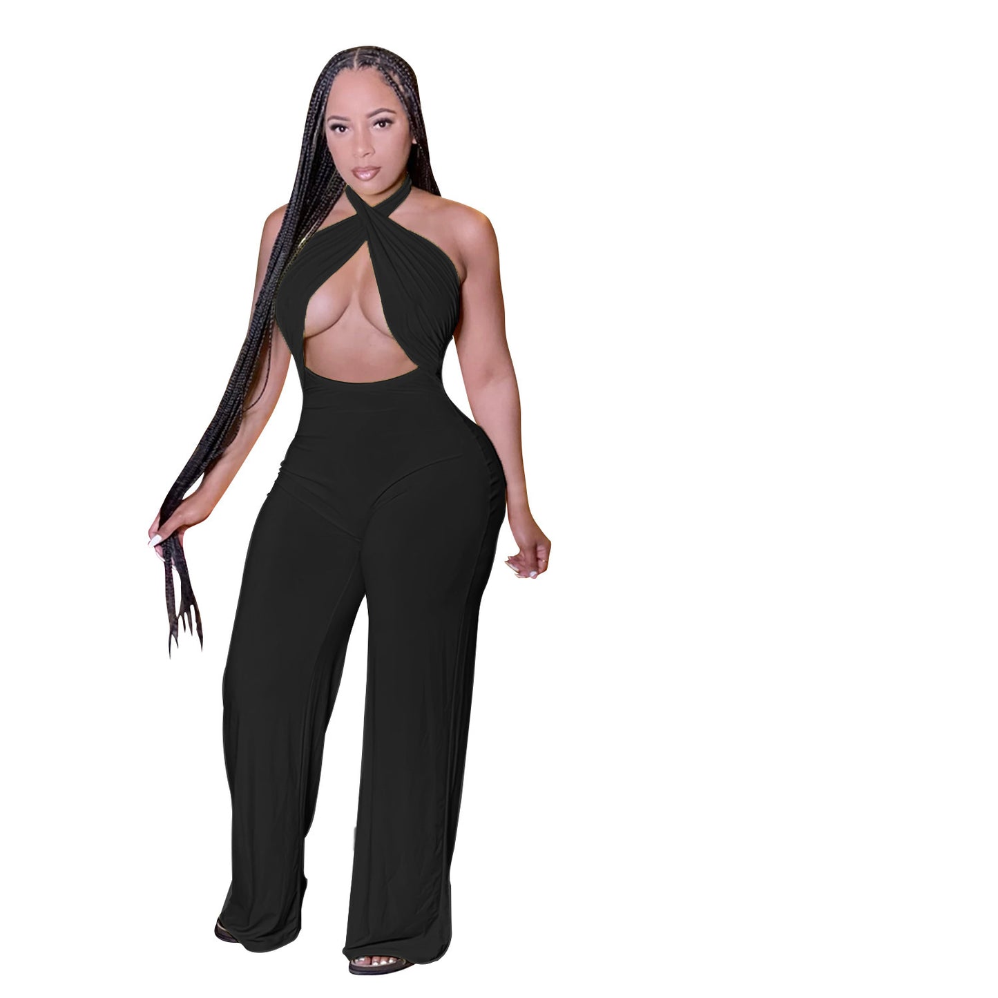 Women's One-piece Straight Wide-leg Pants