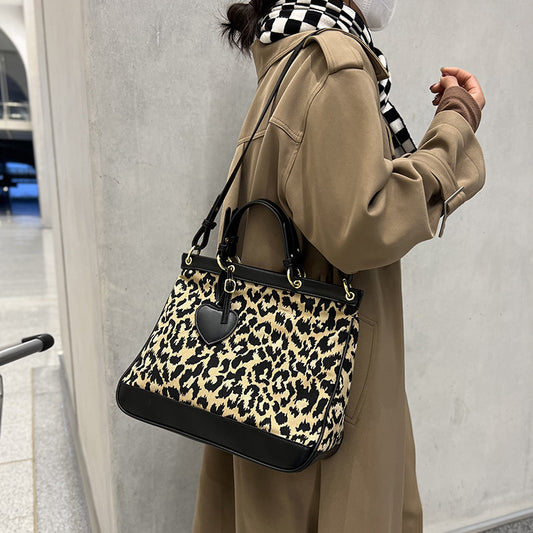 Check Houndstooth Leopard Print Personalized Daily Commuter Women's Bag