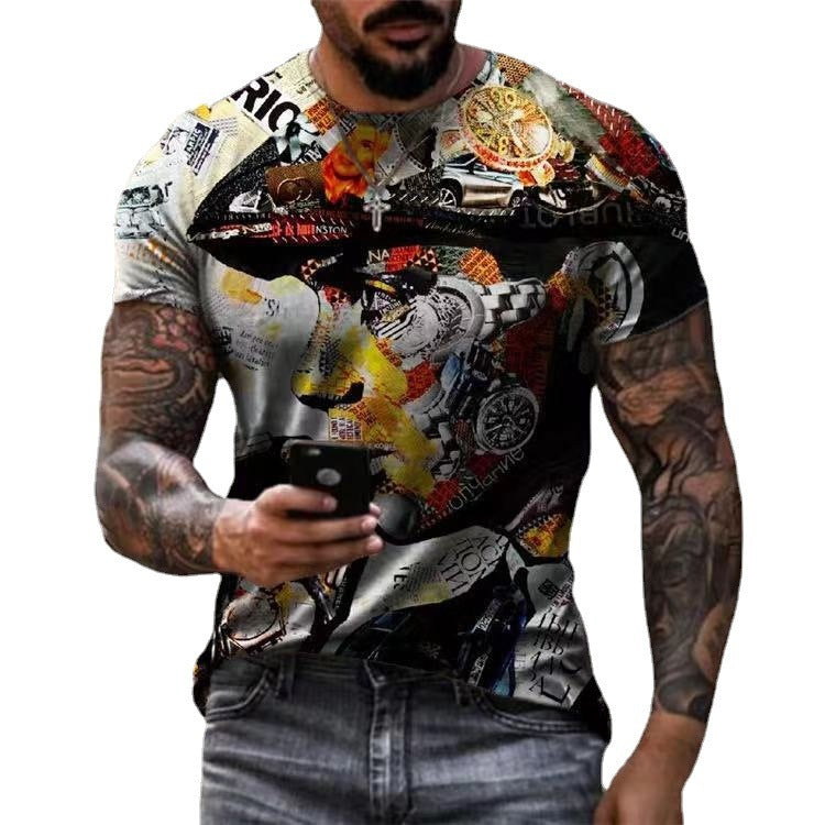 Men's Round Neck Printed Bottoming Shirt T-shirt