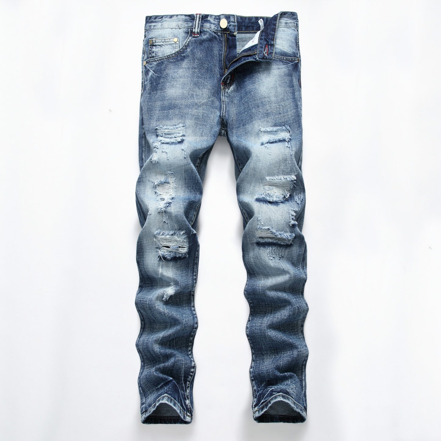 Ripped Fashion Slim-fit Trendy Straight Men's Jeans