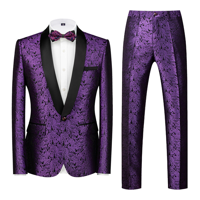 Men's Evening Dress Host Jacquard Two-piece Set 3D