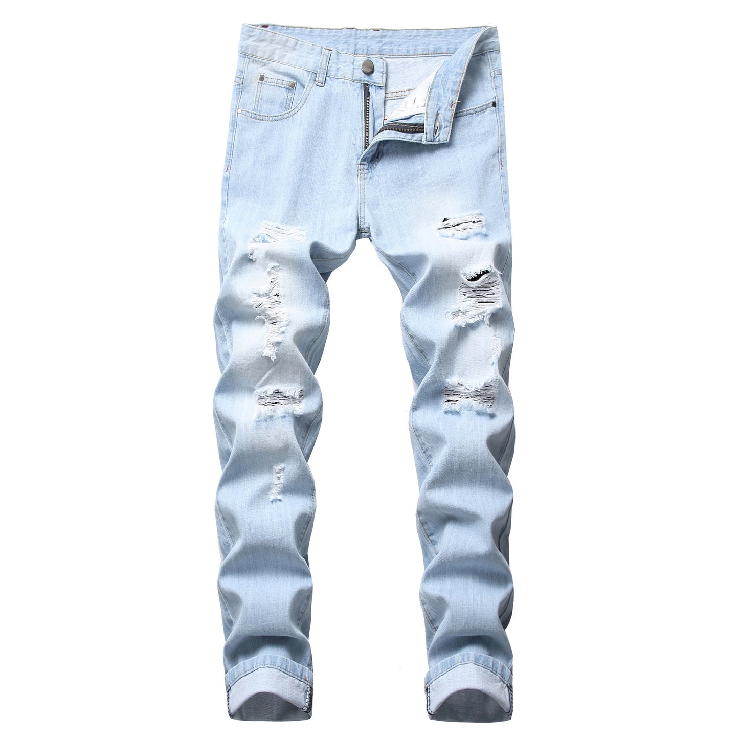 Ripped Fashion Slim-fit Trendy Straight Men's Jeans