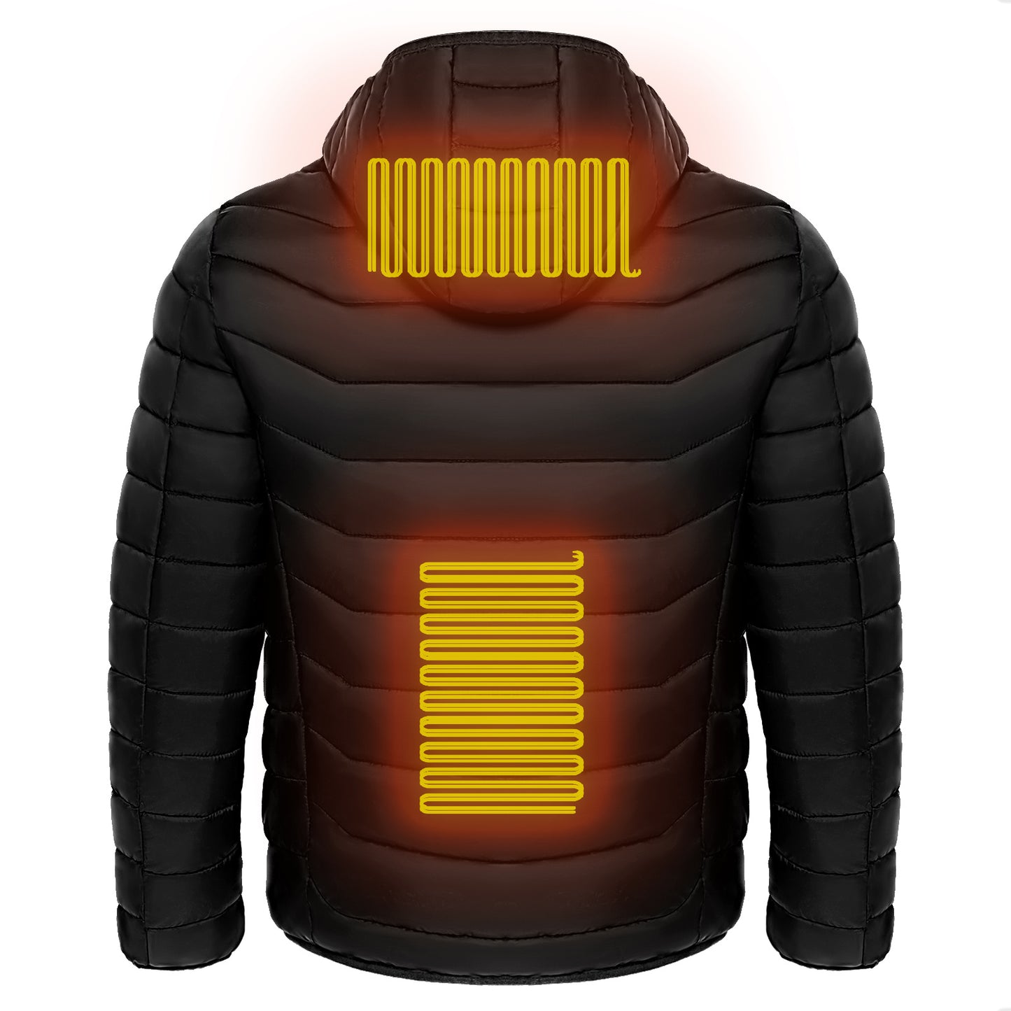 Chaqueta acolchada con calefacción para hombre, abrigo con calefacción eléctrica, capucha aislante, cortavientos, 9 zonas de calor