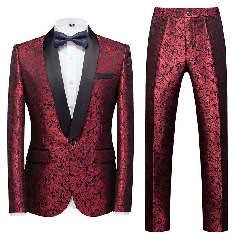 Men's Evening Dress Host Jacquard Two-piece Set 3D