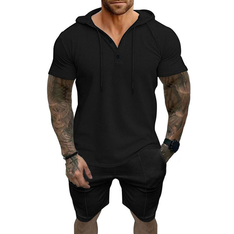 Casual Suit Short Sleeve Shorts Hooded T-shirt