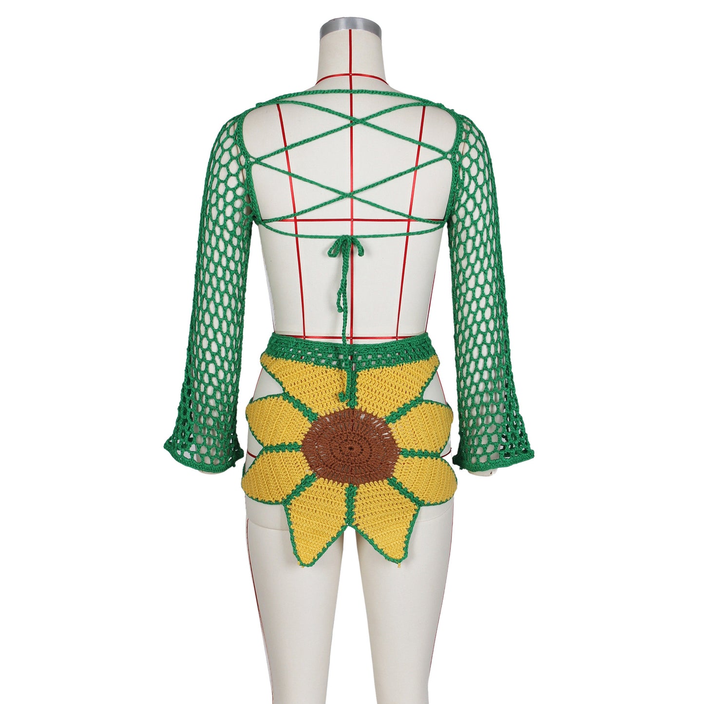 Women's Beach Sexy Hand Crocheted Sunflower Fashion Suit