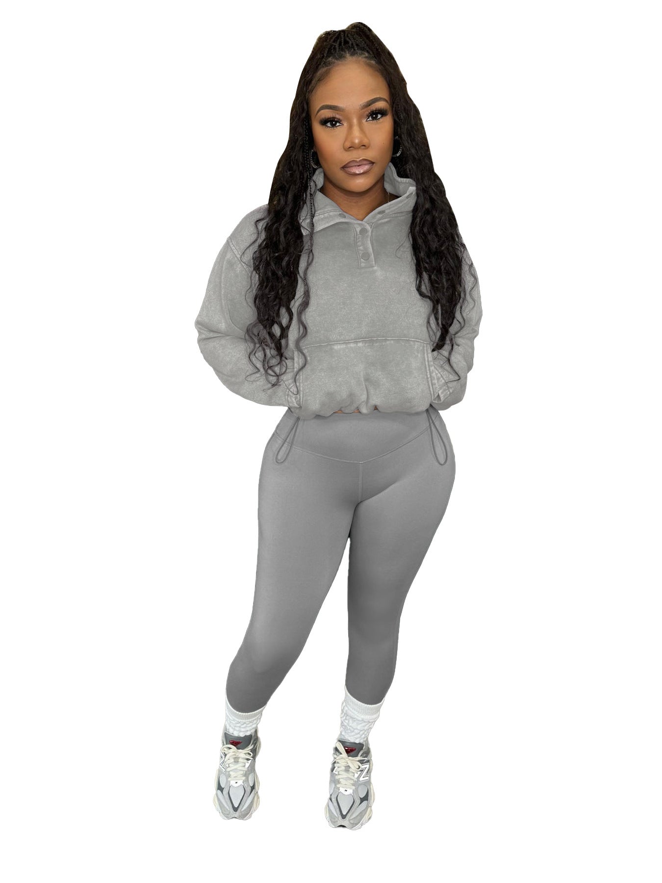 European And American Washed Top Yoga Pants Sports Casual Two-piece Suit