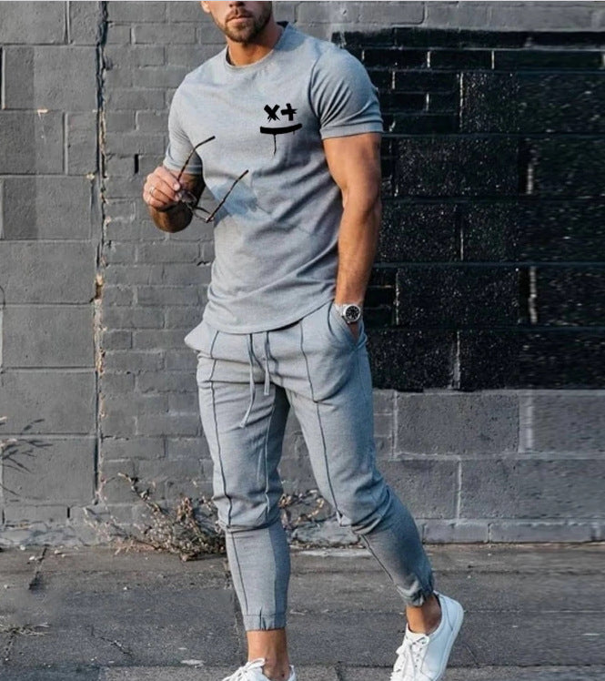 Spring And Summer European And American Men's Short-sleeved T-shirt Sports Suit