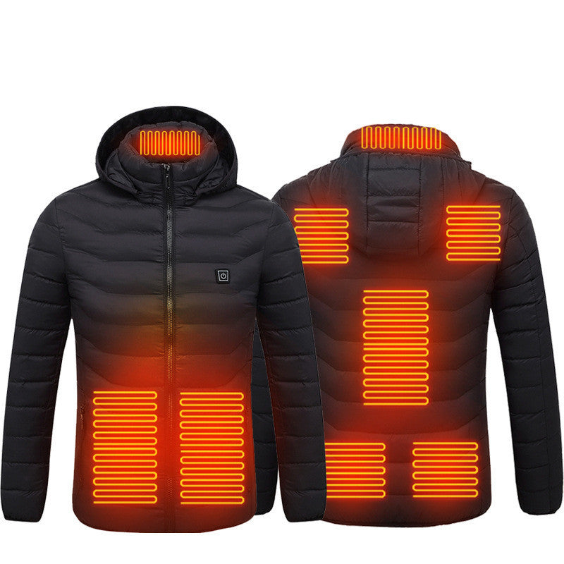 Chaqueta acolchada con calefacción para hombre, abrigo con calefacción eléctrica, capucha aislante, cortavientos, 9 zonas de calor