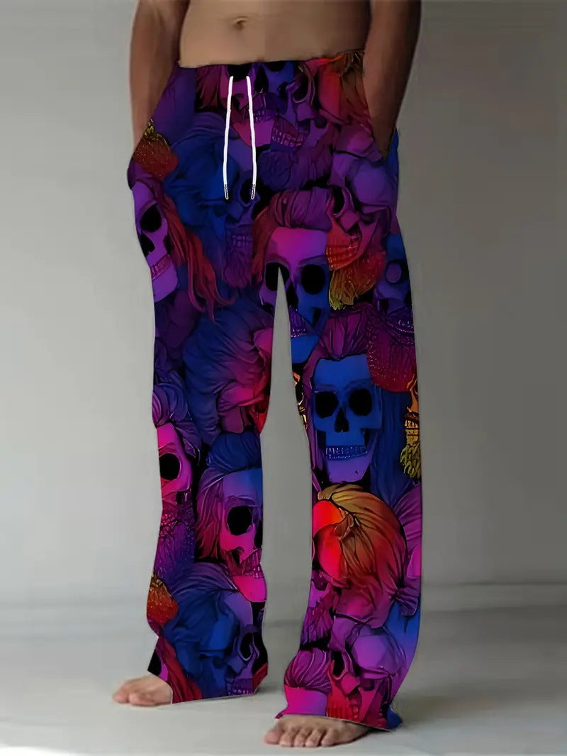 Digital Printing Casual Elastic Pants Men