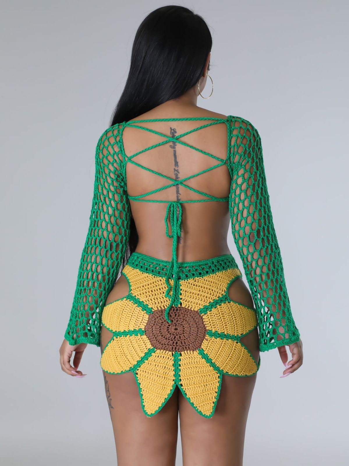 Women's Beach Sexy Hand Crocheted Sunflower Fashion Suit