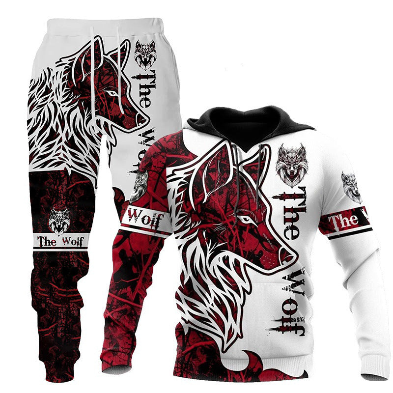 The New Wolf 3D Print Hooded Sweatshirt Suit