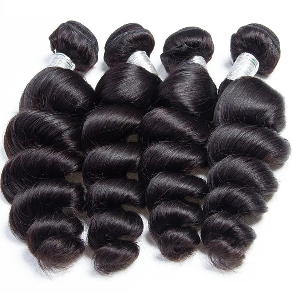 12A Loose Wave Human Hair Bundles With Closure Frontal Deep Wave HD Transparent Lace Closure And Bundles Virgin Hair Extensions