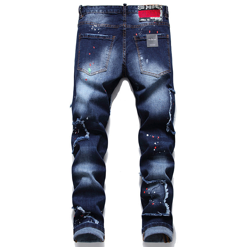 Men's Fashion Casual Multi-patch Beggar Style Jeans