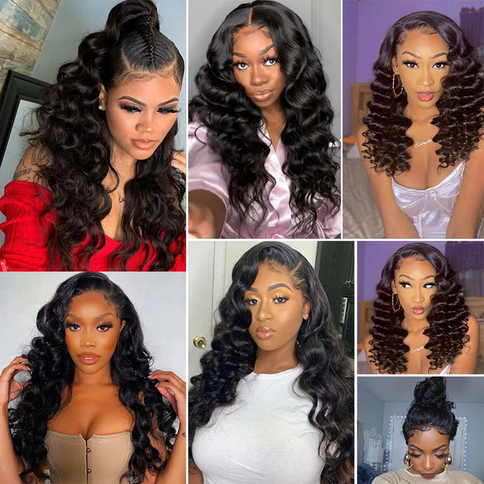 12A Loose Wave Human Hair Bundles With Closure Frontal Deep Wave HD Transparent Lace Closure And Bundles Virgin Hair Extensions