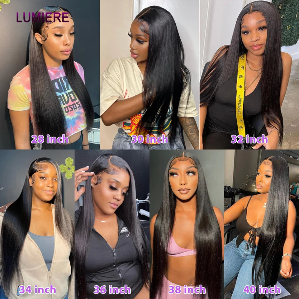 30 32inch Bone Straight Bundles With Frontal Closure HD Lace Closures With Bundles Virgin Human Hair Bundle Deal Hair Extension