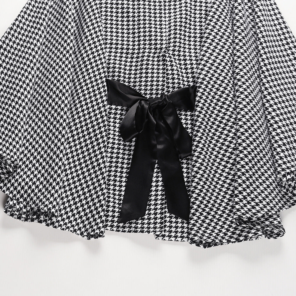 European And American Coat Houndstooth Woolen Cloth Loose Tie Cloak